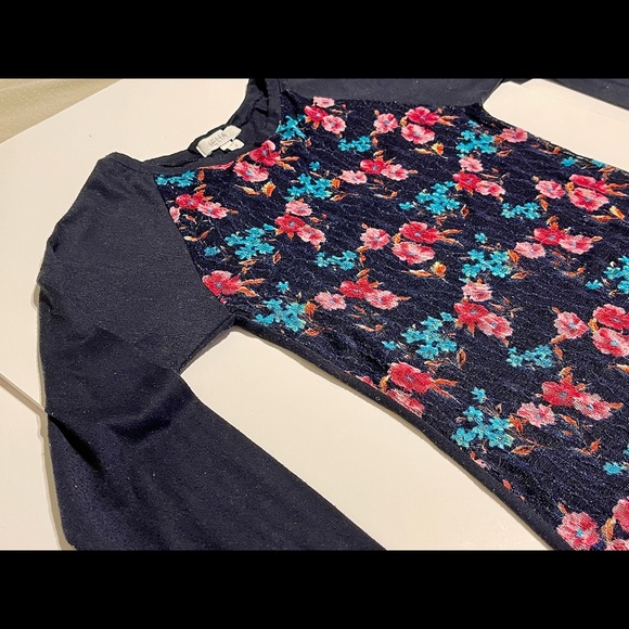 dELiA*s Retro y2k Sheer Black Floral Lace Long-sleeved Blouse - Picture 6 of 6